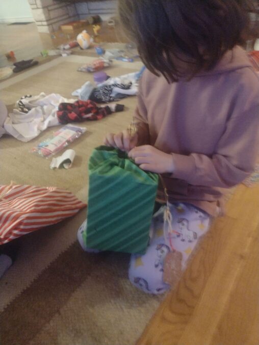 Child opening gift